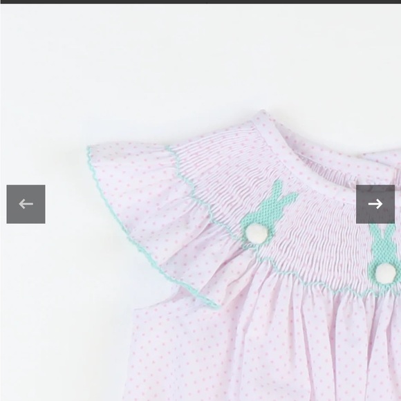 Southern Smocked Co Smocked Cottontail Bunnies Bishop Light Pink Tiny Dot 24M/2T - Picture 5 of 12